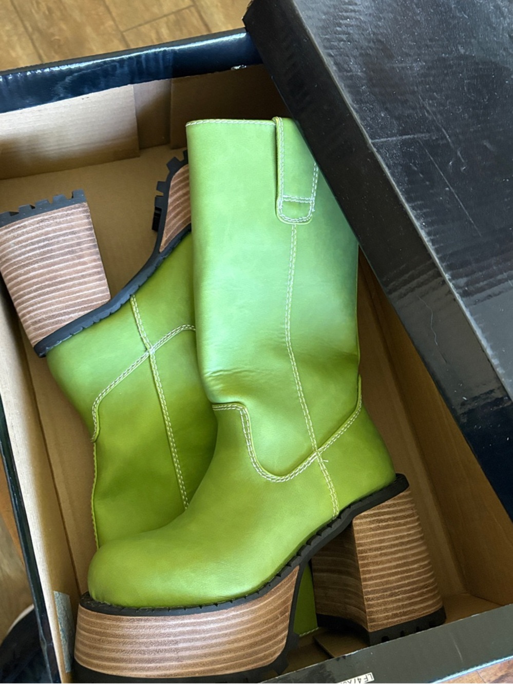 dELiA*s Lime Green Platform Mid-Calf Heeled Boots